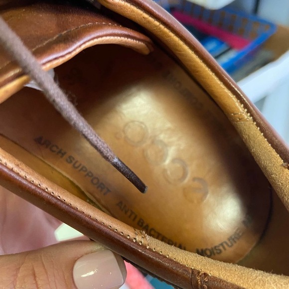 Ecco | Brown Leather Mens Dress Oxford Shoes Dressy‎ 39 - Picture 7 of 8